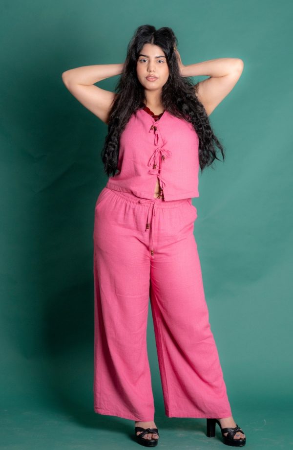 Women's Stylish Pink Color Quad Set