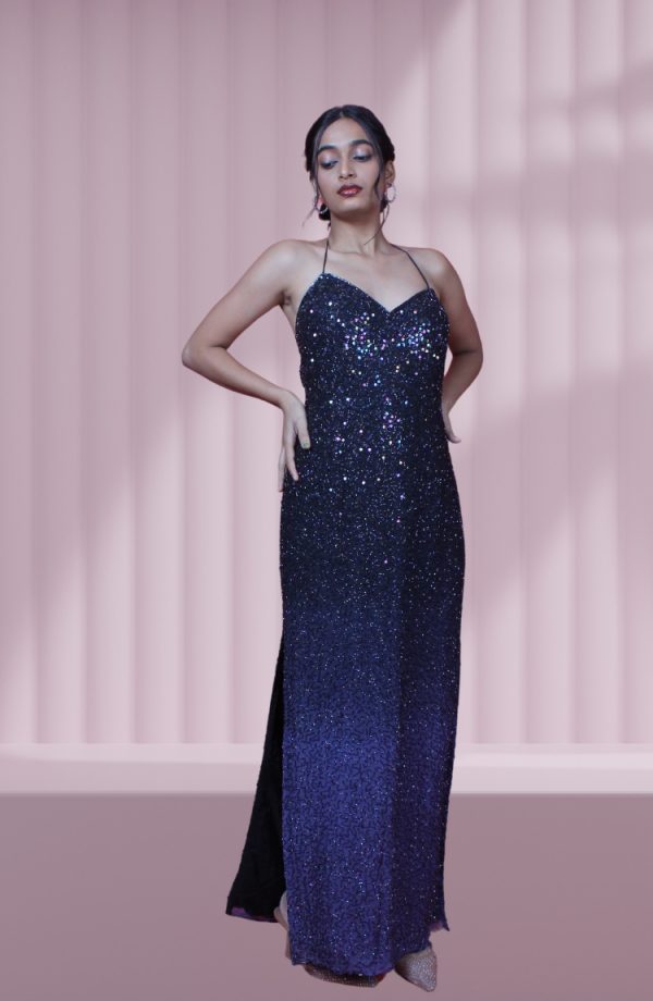 Blue Women Party Wear Sleeveless Dress - Image 2