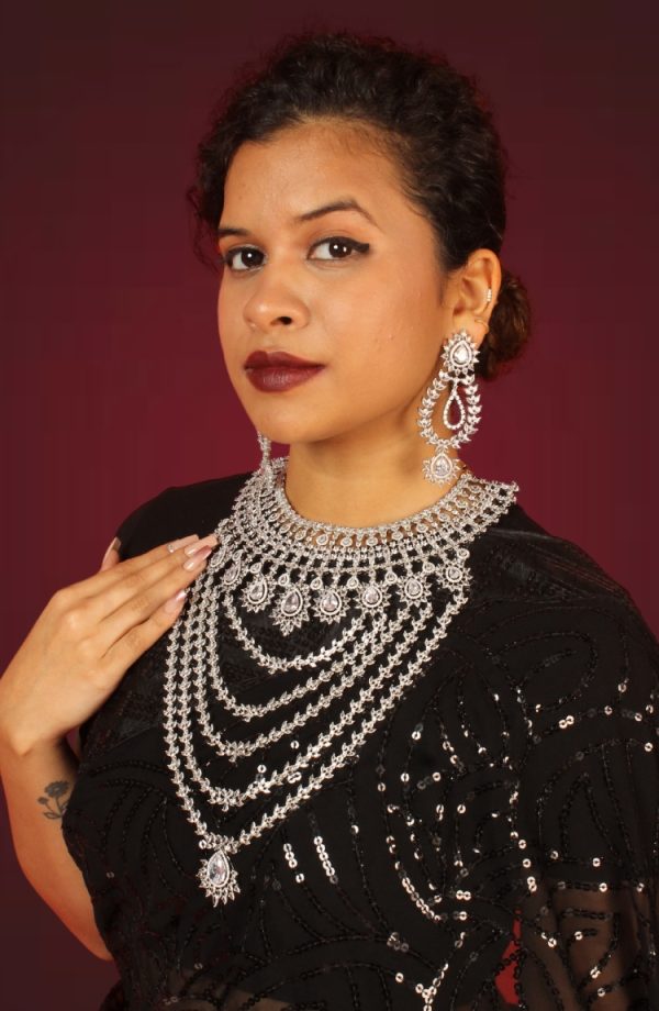 Silver Plated Necklace Set with Earrings for Women - Image 2