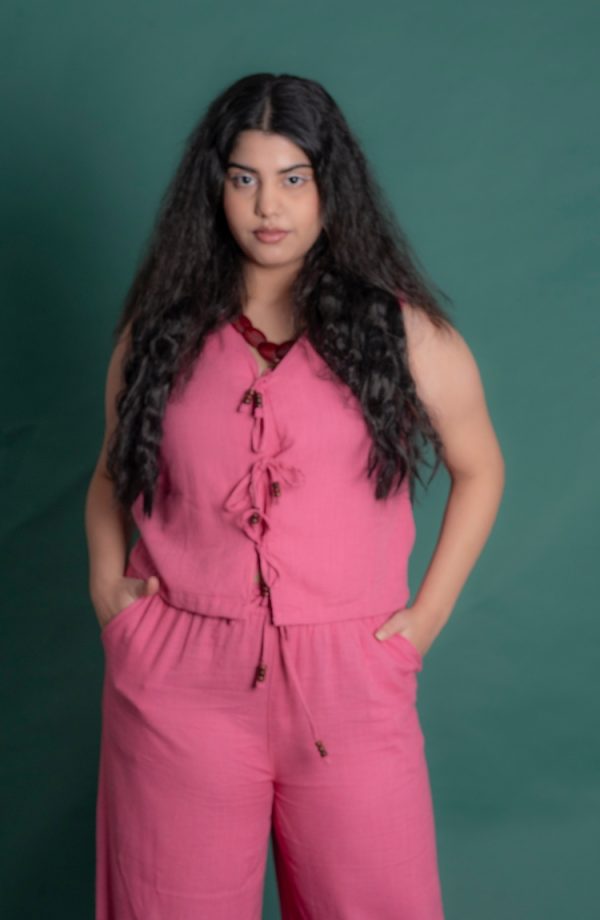 Women's Stylish Pink Color Quad Set - Image 2