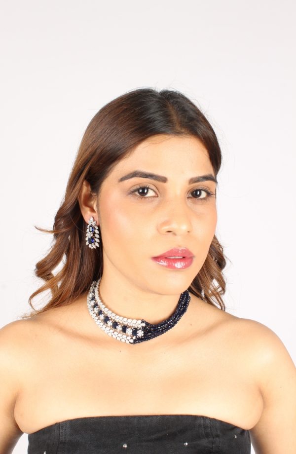 Jewelry Set Traditionally Styled for Women Black & White Moti Beads - Image 2