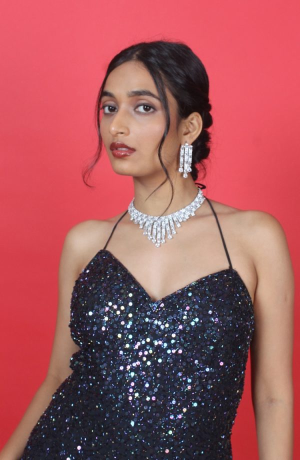 American Diamond Style Crystals Necklace with Earrings Jewellery Set for Women - Image 3