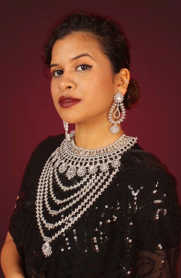 Silver Plated Necklace Set with Earrings for Women - Image 3