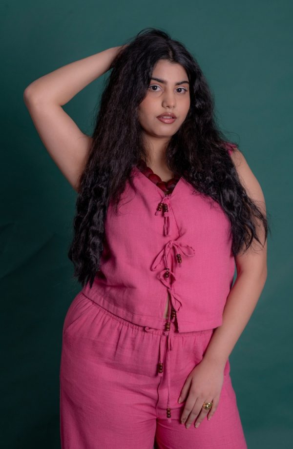 Women's Stylish Pink Color Quad Set - Image 3