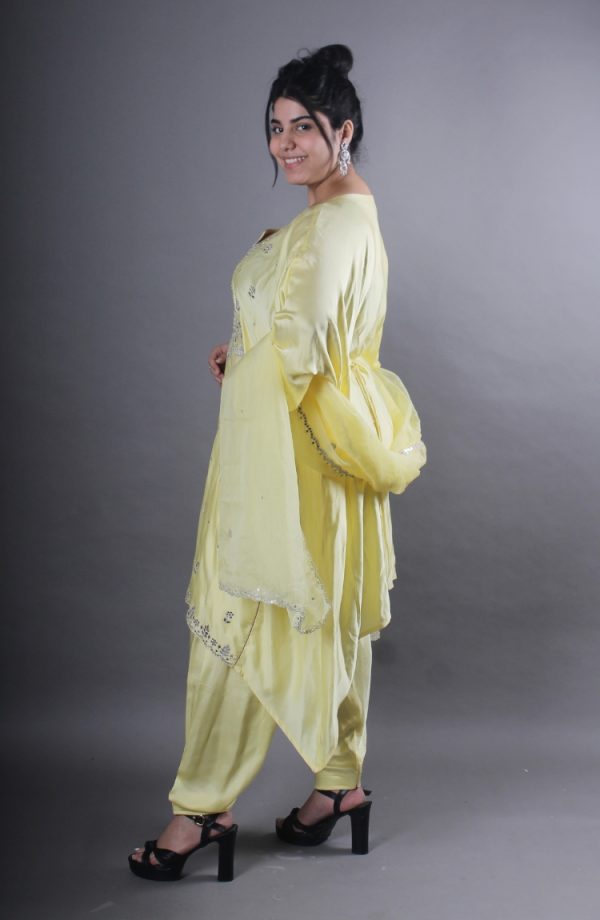 Embroidered And Mirror Work Unstitched Salwar Suit Material - Image 3