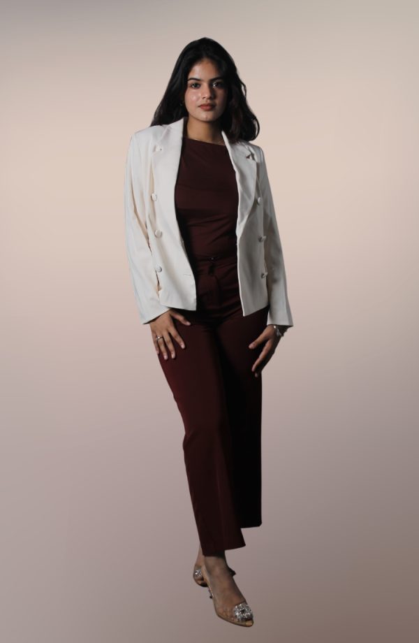 Women's Single Breasted Relaxed Fit Lapel Collar Full Sleeve Blazer - Image 4