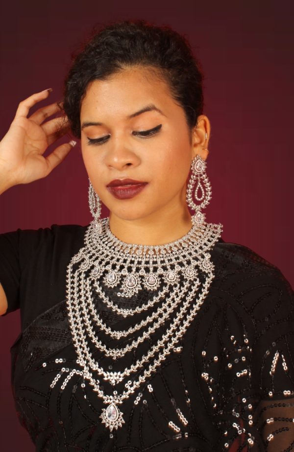 Silver Plated Necklace Set with Earrings for Women - Image 4