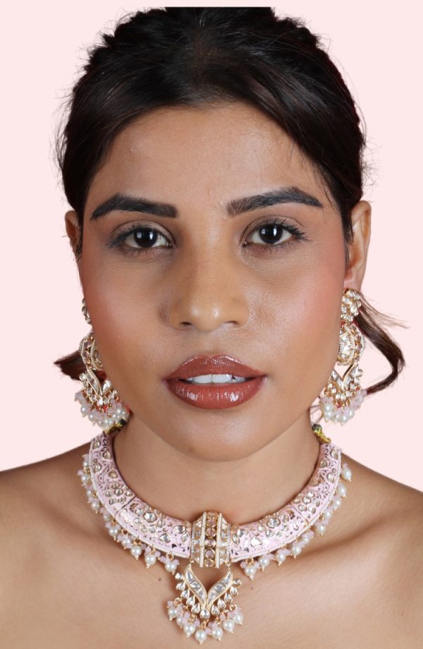 Pink Color Pearl Necklace & Jewelry Set For Women - Image 4