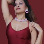 Pink And Silver Crystals Necklace Set with Earrings for Women - Image 5