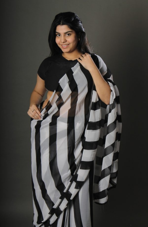 White & Black Saree