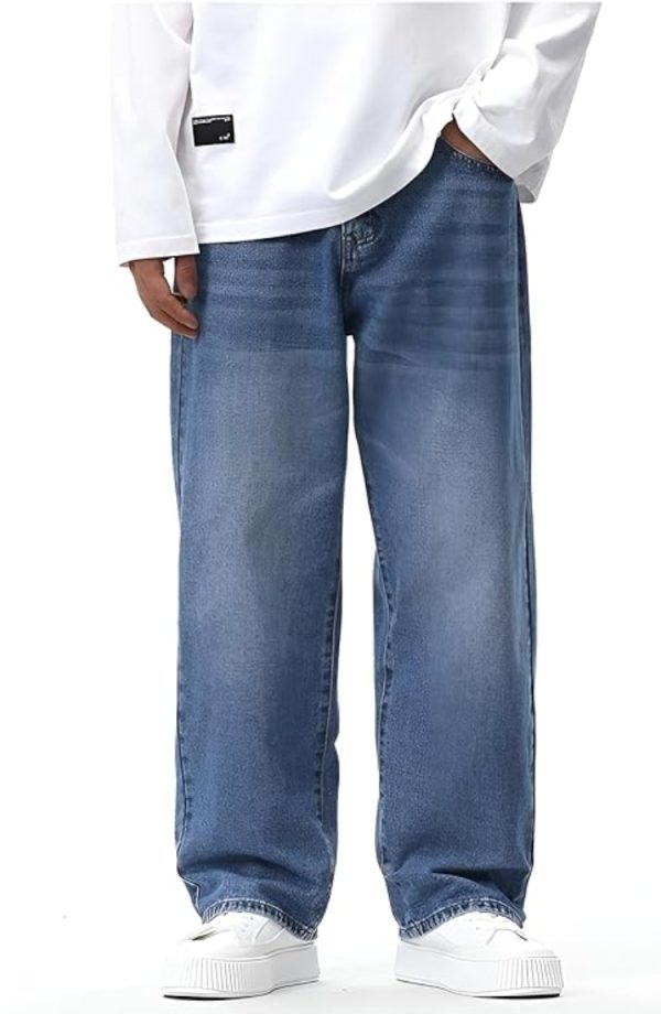 Denim Cotton Oversized Loose Baggy Fit Jeans Pants for Men - Image 2