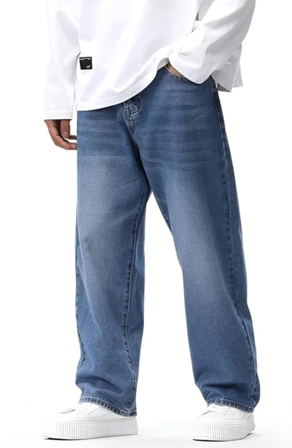 Denim Cotton Oversized Loose Baggy Fit Jeans Pants for Men - Image 3