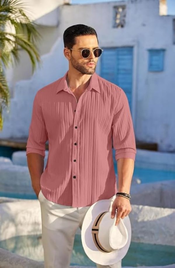 Textured Casual Plain Shirts for Men - Image 3
