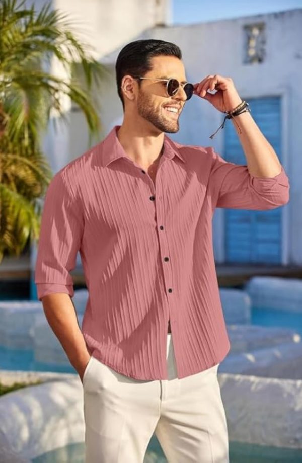 Textured Casual Plain Shirts for Men - Image 4