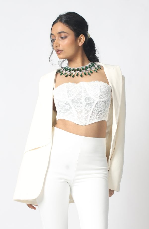 Women's Solid Relaxed Fit Full Sleeve White Top - Image 3