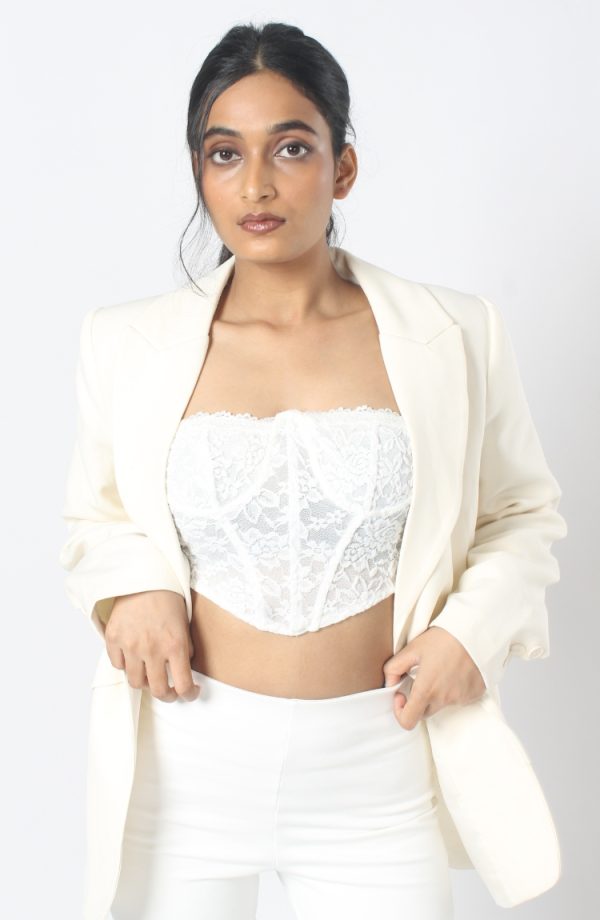 Women's Solid Relaxed Fit Full Sleeve White Top - Image 6